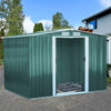 10X8FT Metal Garden Shed Apex Roof With Free Foundation Base Storage House Green