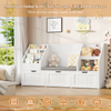 Childrens Bookshelf Storage Bench with Drawers Shelves Reading Seat White 140cm