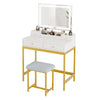 Mondeer LED Dressing Table Stool Smart Vanity Makeup Desk w/ 4 Drawers 3 Shelves