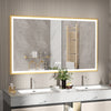 Oversize Anti-Fog LED Bathroom Mirror with Illuminated Lights Elegant Gold Edge