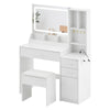 Dressing Table Set Vanity Desk with LED Light Mirror Stool Drawers Bedroom White