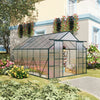 Polycarbonate Walk-in Garden Greenhouse w/ Double Sliding Door, Adjustable Vent