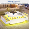 Coffee Table with LED Lights Storage Tea Table High Gloss White for Living Room