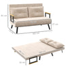 Convertible 2-Seater Sofa Bed Double Loveseat Adjustable Backrest Cushions Beige