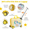 2PC Kids Luggage Set 18”Ride-on&Carry-on Hardshell Suitcase 12”Backpack Yellow