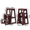 Folding 3 tier Step Stool Wooden Indoor Folding Stepladder Shelf Adults Kids