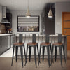 4 Industrial Metal Frame Bar Stools Breakfast Chairs High Counter Kitchen Stools