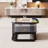 Coffee Table Square Nest of Tables Side Table with Metal Frame Legs & Glass Top