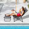 Patio Folding Sling Chair Outdoor Portable Lounge Chair w/Footrest&Cushion