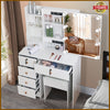 White Dressing Table with LED Light Sliding Mirror Vanity Make up Desk Stool Set