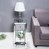 Mirrored Bedside Table Cabinet Glass Nightstand Crystal Knobs 3-Drawer