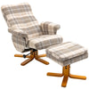 Swivel Recliner Chair with Footstool, Wooden Base and Storage for Living Room