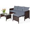 3PCS Outdoor Conversation Set Patio PE Rattan Sectional Sofa Table Furniture Set