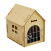 Weatherproof Puppy Dog House Kennel Indoor Pet Shelter with Iron Door 60x57x41cm