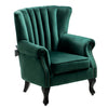 Retro Green Velvet Armchair Wing Back Scallop Shell Accent Tub Chair Upholstered