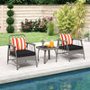 3 Piece Outdoor Rattan Wicker Garden Furniture Set with Cushions
