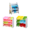 Children Bookshelf Kids Sling Book Rack with Storage Bins Toys Organizer White