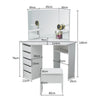 White Corner Dressing Table Makeup Desk Vanity Table 5 Drawers with Stool Mirror