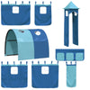 Bunk Bed with Slide and Curtains Blue 90x200 O3B2