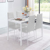 Rectangular White Marble MDF Top Dining Table Metal Frame Dining Room Kitchen