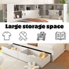 White Single Bed with Trundle Bed Storage Drawers Dust-proof Cabinet Shelves