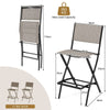 Set of 2 Outdoor Bar Chair Folding Bar Height Stool with Metal Frame & Footrest