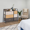 Fabric Chest Of Drawers with Shelves Industrial 4 Drawer Dresser Organizer Brown