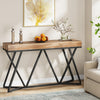 55 Inch Industrial Console Table, Wooden Entryway Sofa Table with Metal Base