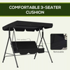 Outdoor 3 Seater Swing Chair Garden Patio Seat Adjustable Canopy Cushion Black