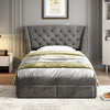 Single Bed with Storage Velvet Upholstered Bed Frame with Headboard, 4 Drawers