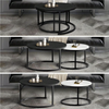 Modern Nesting Coffee Table Set Of 2 For Living Room, Black Round Wood Coffee Ta