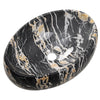 Black Marble Effect Ceramic Wash Basin Bathroom Sink Countertop Mount Oval Bowl