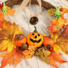 Halloween Autumn Maple Leaves Wreath Front Door Garland Hanging Plants with LED