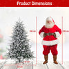 COSTWAY 6 FT Snow Flocked Artificial Christmas Tree Hinged Pre-lit Xmas Tree