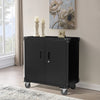 Lockable Mobile File Cabinet Home Storage Cupboard with 3 Tiers Shelves & Wheels