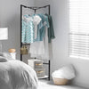 Metal Clothes Stand Coat Rack Corner Hall Tree Closet W/ Storage Shelves