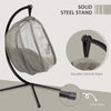 Folding Hanging Egg Chair with Cushion and Stand for Indoor Outdoor Khaki