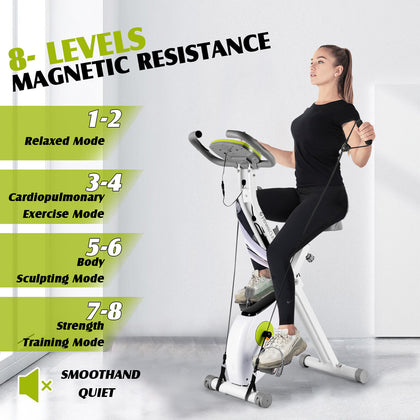Indoor Cardio Folding Magnetic Exercise Bike Workout LCD Monitor Adjustable Seat