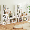 Wooden Storage Organizer 4-Tier Stepped Bookshelf-White