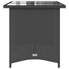 Garden Table with Glass Black 110x68x70 Poly Rattan L9H6