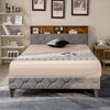 King Size Bed Frame Upholstered Platform Bed Slat Support W/ Storage Headboard