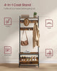 Coat Rack Shoe Storage Hall Tree Bench Rustic Brown and Classic Black HSR425B01