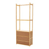 Bamboo Clothes Rails Garment Hanging Rack Display Stand w/3Tiers Storage Shelves