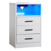 3 Drawers Bedside Table with Charging Station USB Ports LED Lights Sofa End Desk
