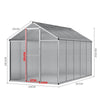 4x6/6x6/8x6/10x6FT Walk-In Greenhouse Aluminium Frame / Polycarb Panel Silver