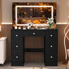 Crystal handle Dressing Table with 7Drawers Makeup Desk Vanity Table LED Mirrow