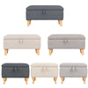 Upholstered Storage Ottoman Chair Stool Footstool Linen Rectangle Pouffe Toy Box