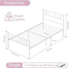 Single Bed, 3ft Metal Bed Frames with Headboard Premium Steel Slat Support
