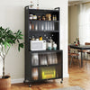 Buffet Cabinet 6-Tier Kitchen Pantry Cabinet with Pegboard-Black