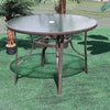Large 105CM Glass Top Garden Dining Table Parasol Hole Bistro Outdoor Furniture